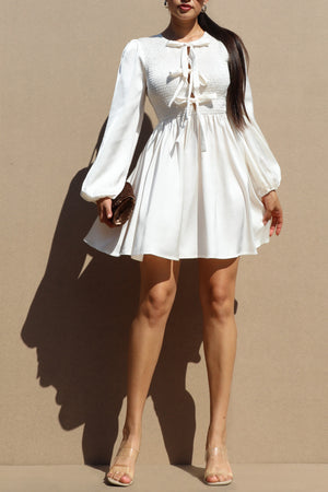 DD7495, SMOCKED TOP WOVEN MINI DRESS