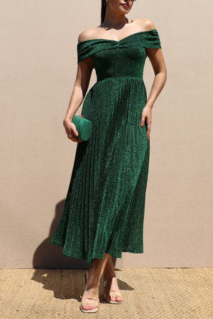 DD7615, LUXE OFF SHOULDER MIDI DRESS