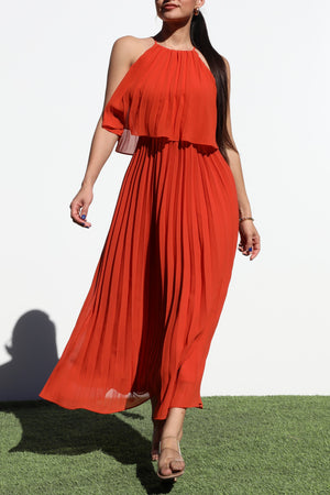 DD7021, PLEATED WOVEN MIDI DRESS