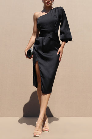 DD4679, ONE SHOULDER SATIN DRESS
