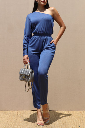 DD7624, ONE SHOULDER KNIT JUMPSUIT