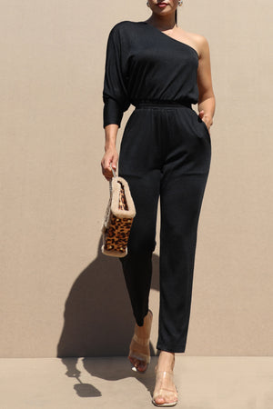 DD7624, ONE SHOULDER KNIT JUMPSUIT