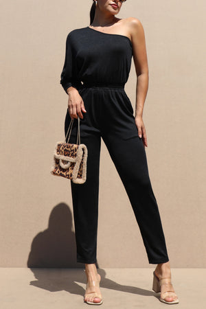 DD7624, ONE SHOULDER KNIT JUMPSUIT