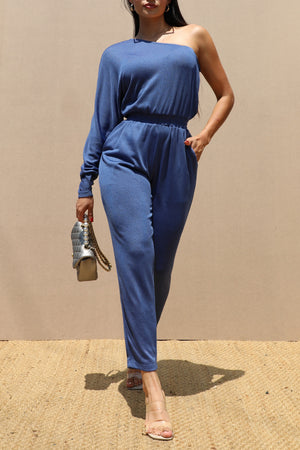 DD7624, ONE SHOULDER KNIT JUMPSUIT
