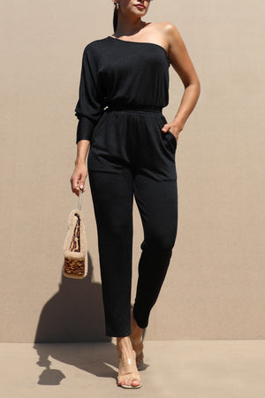 DD7624, ONE SHOULDER KNIT JUMPSUIT