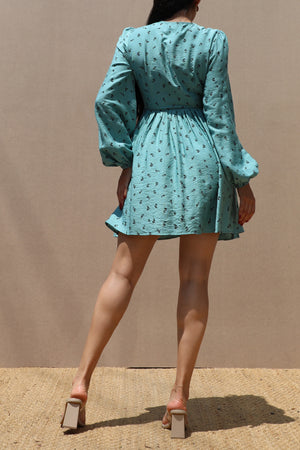 DD7637, SMOCKED TOP WOVEN MINI DRESS