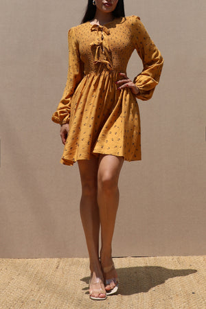 DD7637, SMOCKED TOP WOVEN MINI DRESS