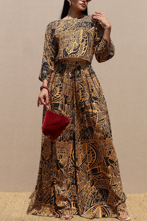 DD7647, PRINTED TOP AND PANTS SET