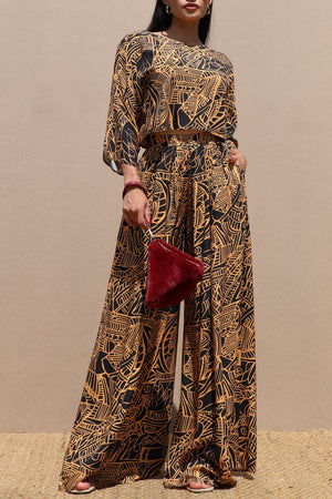 DD7647, PRINTED TOP AND PANTS SET