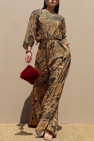 DD7647, PRINTED TOP AND PANTS SET