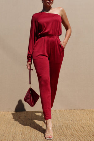 DD7624, ONE SHOULDER KNIT JUMPSUIT