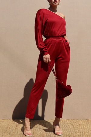 DD7624, ONE SHOULDER KNIT JUMPSUIT
