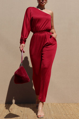 DD7624, ONE SHOULDER KNIT JUMPSUIT