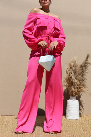 DD1775, OFF SHOULDER SATIN JUMPSUIT