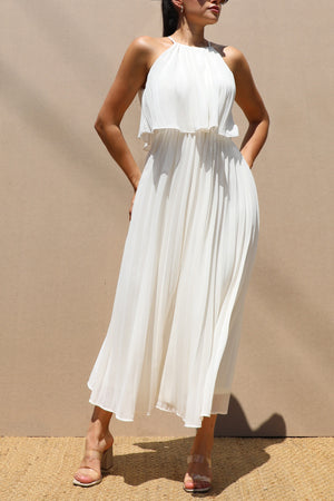 DD7021, PLEATED WOVEN MIDI DRESS