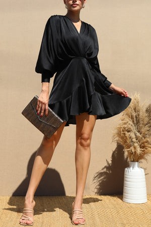 DD7486, LOOSE FIT SATIN MINI DRESSES