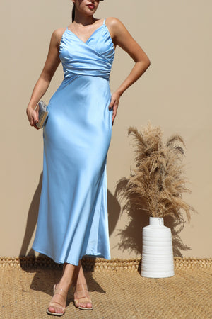 DD7208, V NECK WOVEN MIDI DRESSES