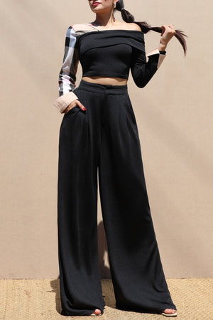 DD7666, ONE SHOULDER KNIT TOP AND PANT SET