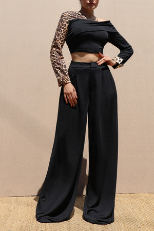 DD7666, ONE SHOULDER KNIT TOP AND PANT SET