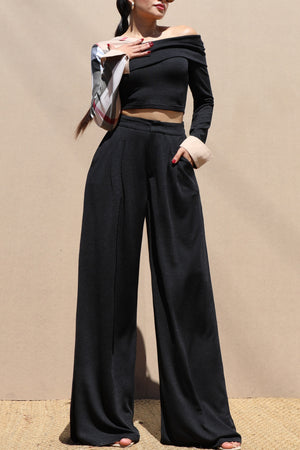 DD7666, ONE SHOULDER KNIT TOP AND PANT SET