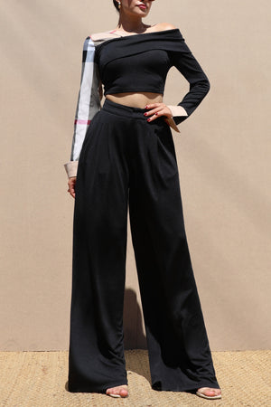 DD7666, ONE SHOULDER KNIT TOP AND PANT SET