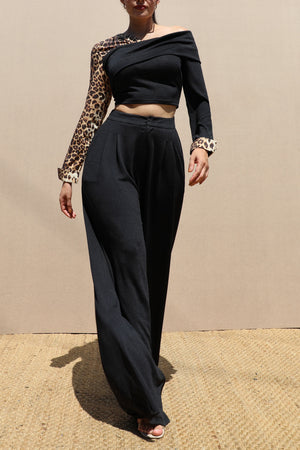 DD7666, ONE SHOULDER KNIT TOP AND PANT SET