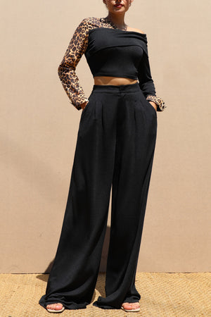 DD7666, ONE SHOULDER KNIT TOP AND PANT SET