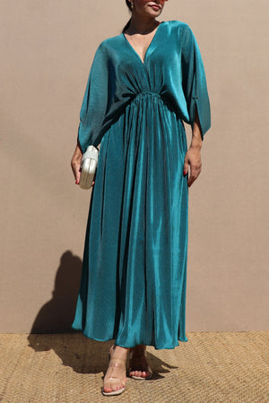 DD7455, PLEATED LOOSE FIT MIDI DRESS