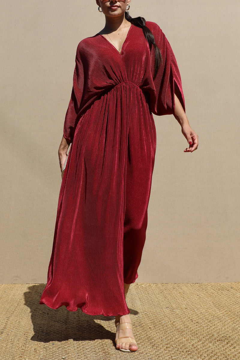 DD7455, PLEATED LOOSE FIT MIDI DRESS