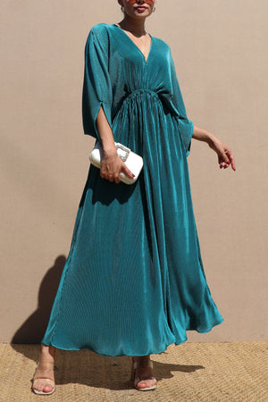 DD7455, PLEATED LOOSE FIT MIDI DRESS