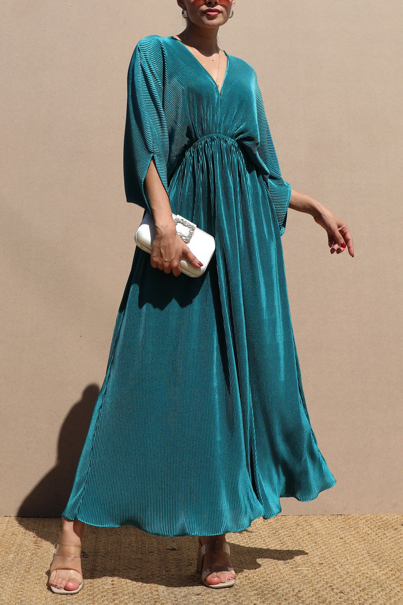 DD7455, PLEATED LOOSE FIT MIDI DRESS