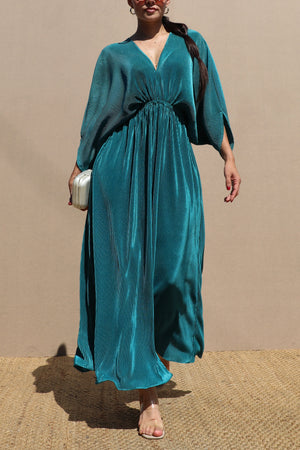 DD7455, PLEATED LOOSE FIT MIDI DRESS