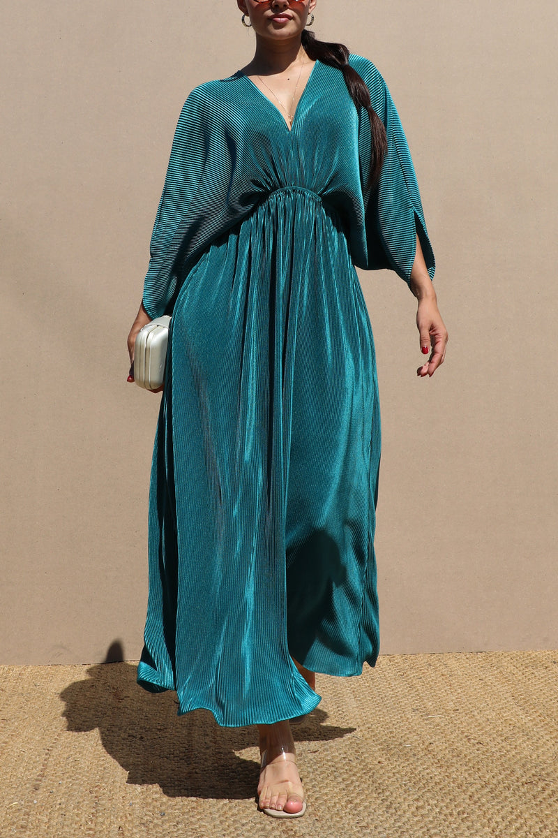 DD7455, PLEATED LOOSE FIT MIDI DRESS