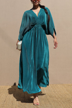DD7455, PLEATED LOOSE FIT MIDI DRESS