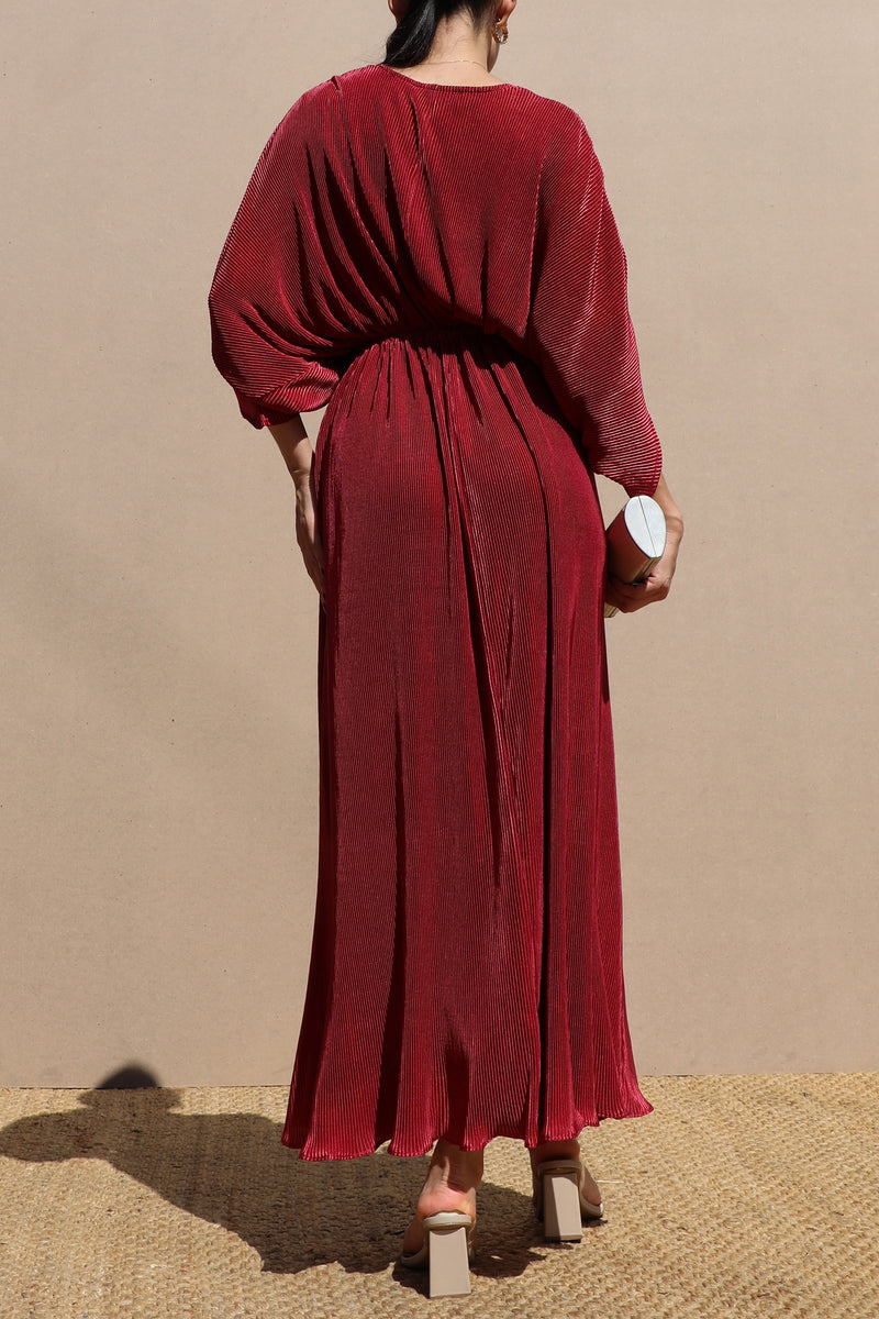 DD7455, PLEATED LOOSE FIT MIDI DRESS