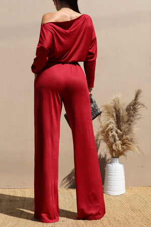 DD7628, OFF SHOULDER KNIT JUMPSUIT