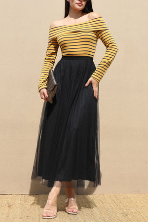 DD6479, OFF SHOULDER KNIT MIDI DRESS