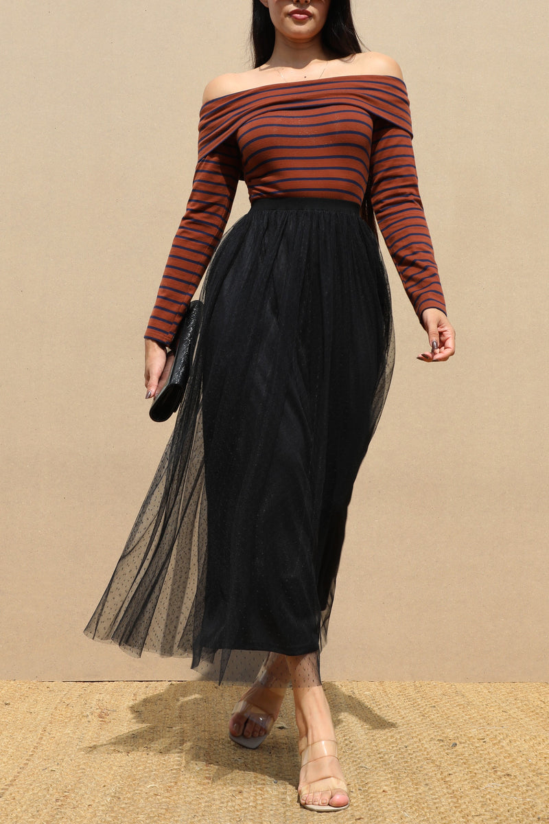 DD6479, OFF SHOULDER KNIT MIDI DRESS