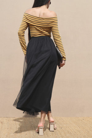 DD6479, OFF SHOULDER KNIT MIDI DRESS