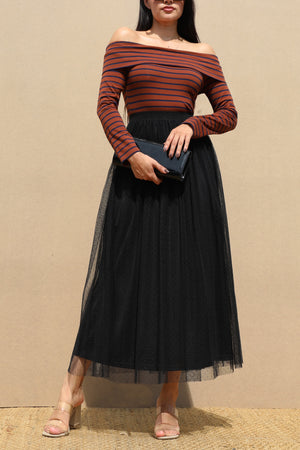 DD6479, OFF SHOULDER KNIT MIDI DRESS
