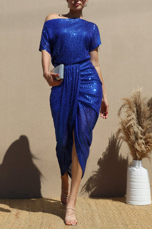 DD4681, OFF SHOULDER SEQUIN BODYCON DRESS