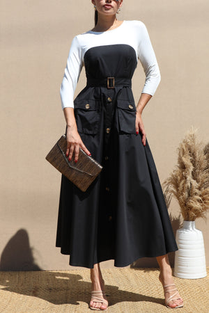 DD6472, BURBER WOVEN LONG DRESS