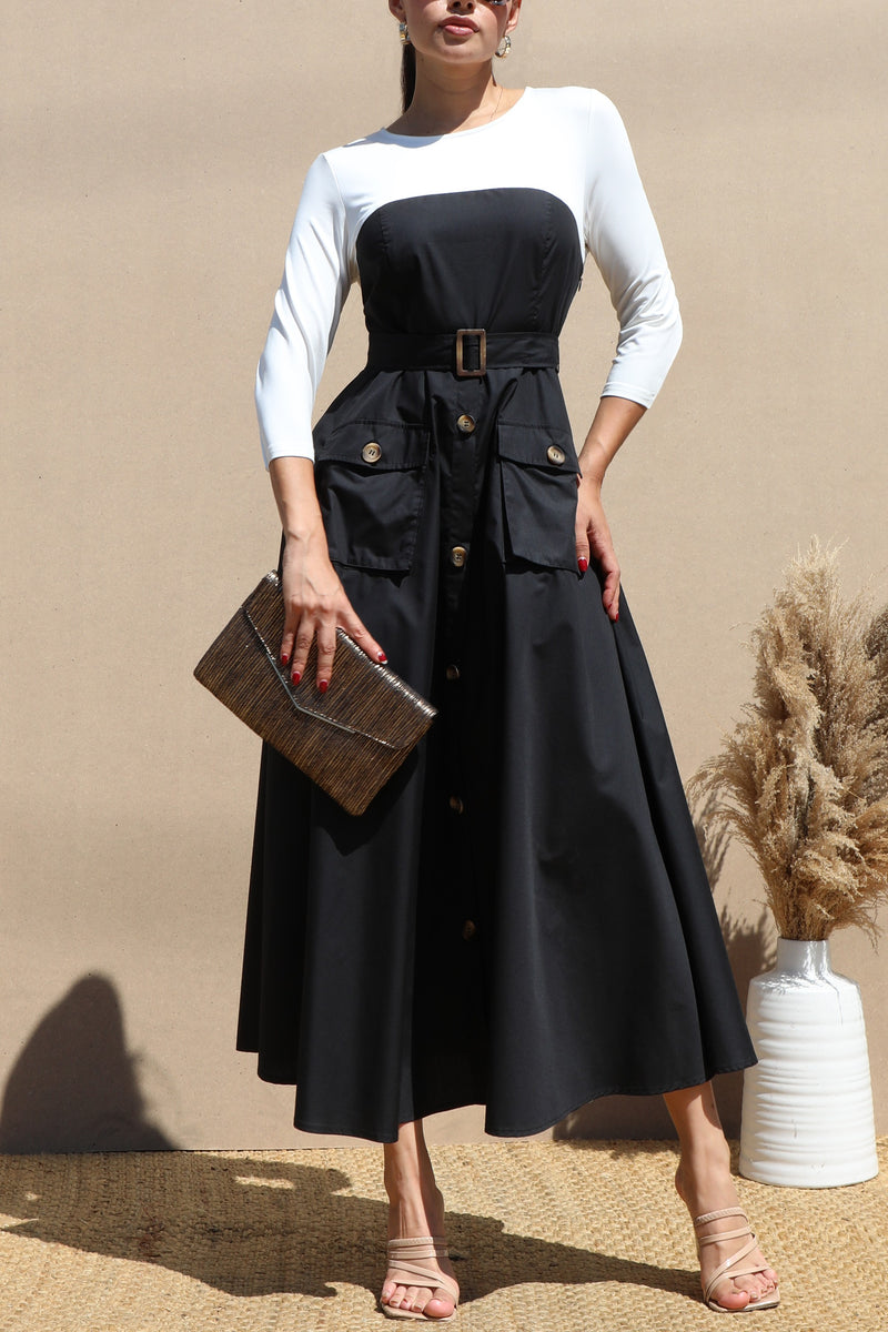 DD6472, BURBER WOVEN LONG DRESS