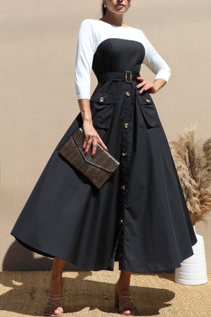 DD6472, BURBER WOVEN LONG DRESS