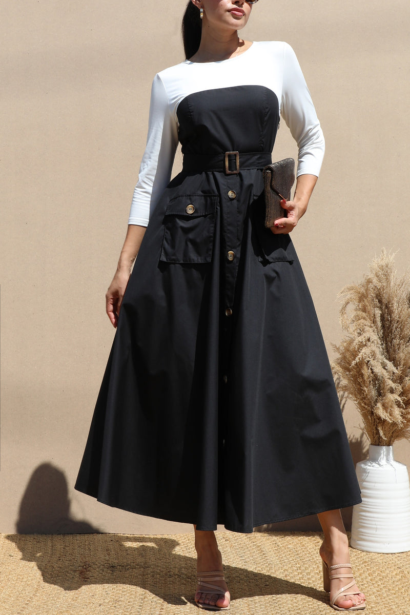 DD6472, BURBER WOVEN LONG DRESS