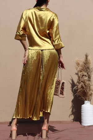 DD7644, LOOSE FIT SATIN PLEATED PANT SET