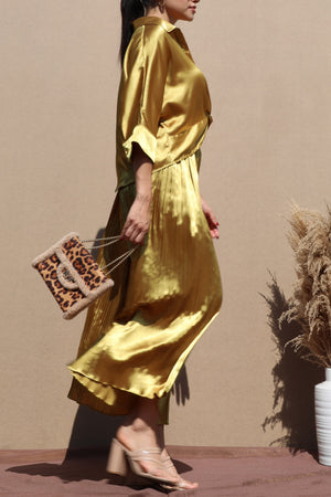 DD7644, LOOSE FIT SATIN PLEATED PANT SET