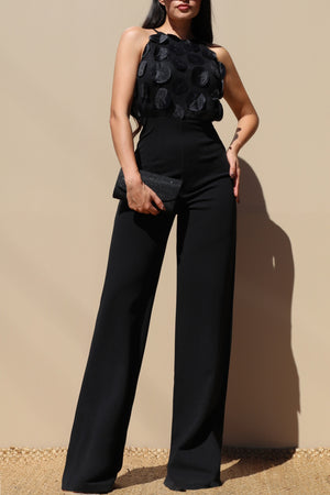 DD7133, LACE SLEEVE WOVEN JUMPSUIT