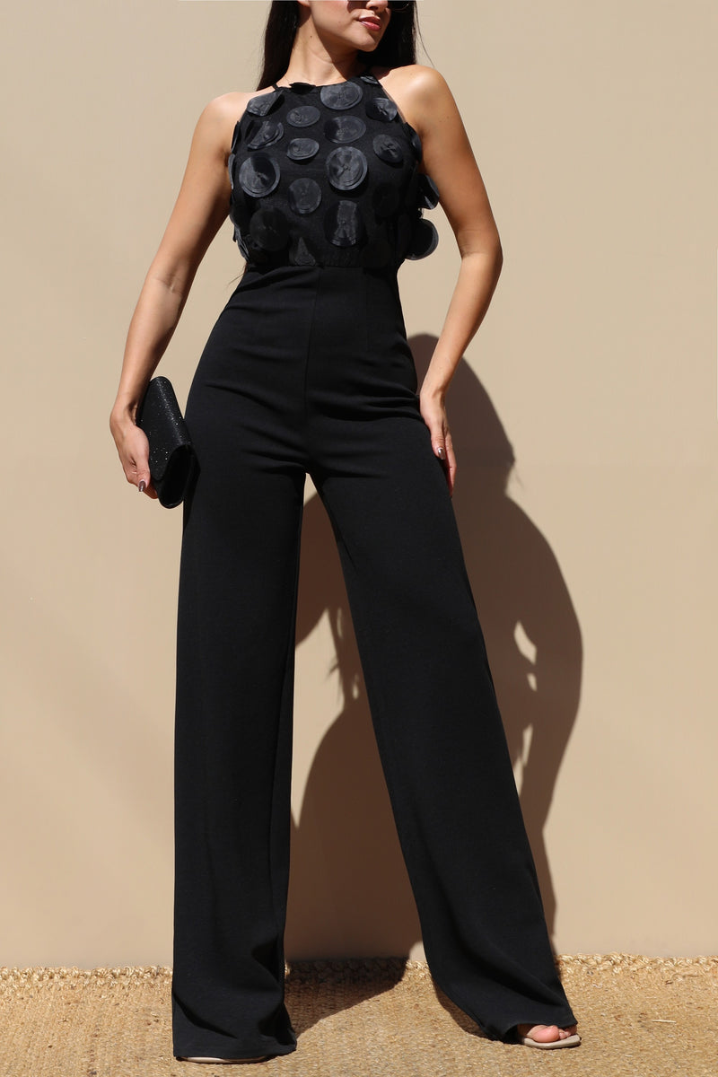 DD7133, LACE SLEEVE WOVEN JUMPSUIT