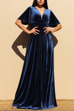 DD4153, VELVET V NECK MAXI DRESS